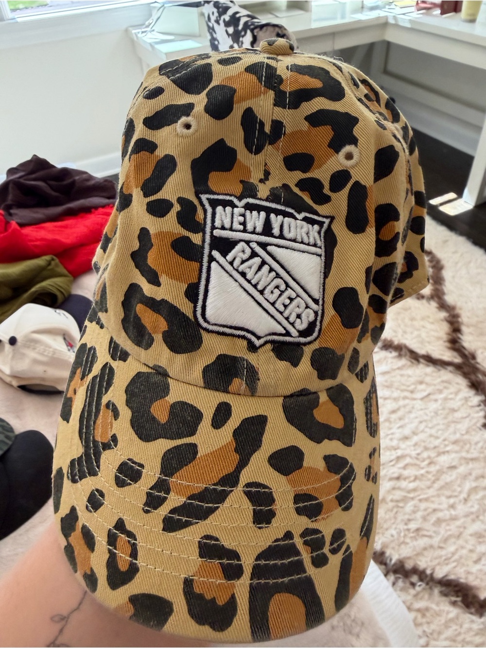 Cheetah print New York Rangers baseball hat
